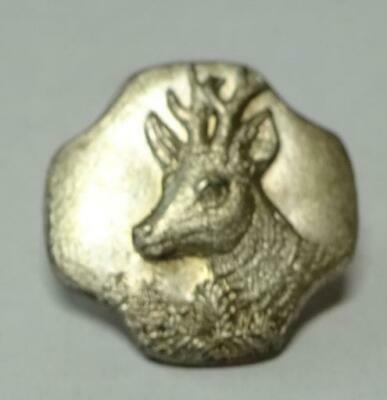 Small vintage metal button, deer head
