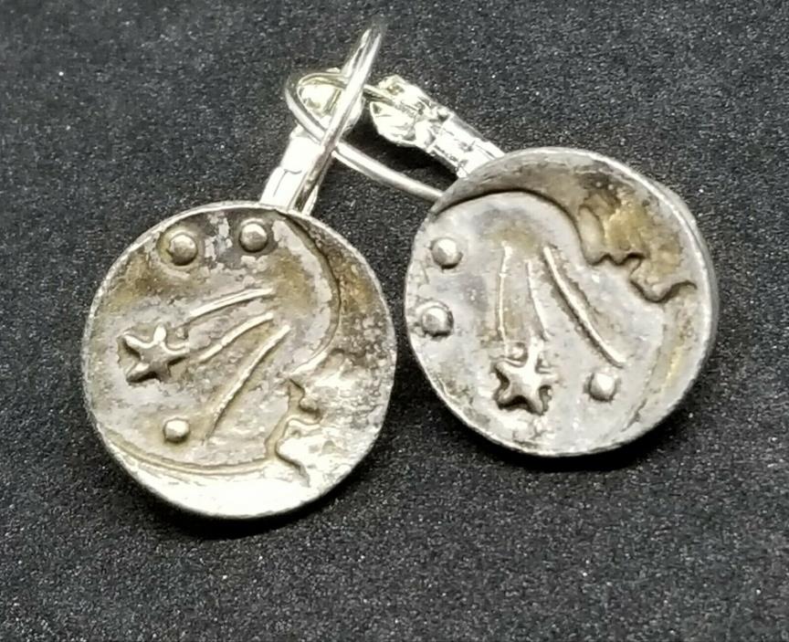 Fun Moon and Stars pewter earrings with SP leverback finding