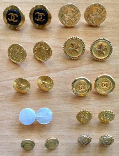 Large Lot of 20 Vintage Authentic CHANEL Buttons ~ 10 Pairs ~  All Matched Sets