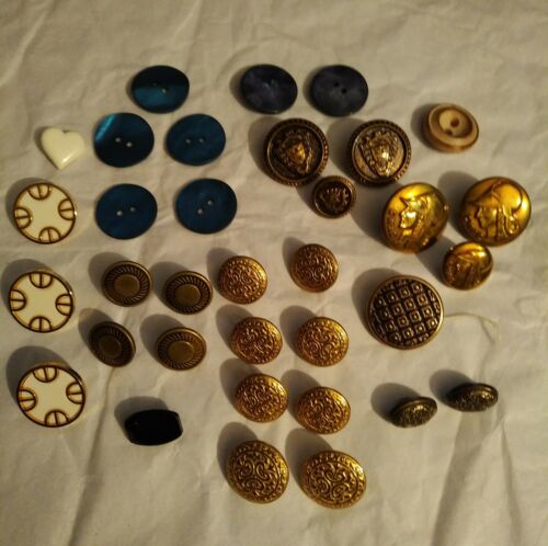 Vintage Metal Shell CWAC Ornate Buttons Lot