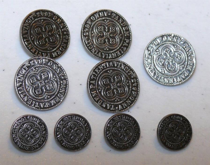 (9) Vintage METAL Shank BUTTONS 4 Lederhosen German Bavarian Sport Coat Jacket