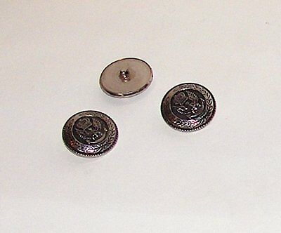 3 Vintage - Bright Silver tone METAL buttons - dome - 1