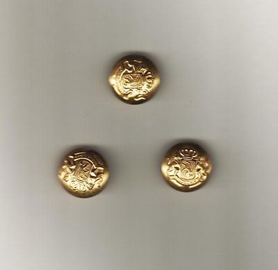 3 Vintage - Bright gold tone METAL buttons - dome - 3/4