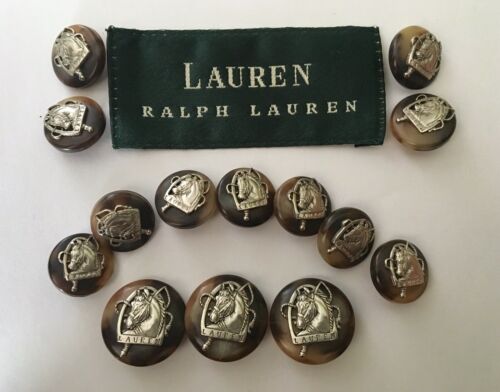14 Ralph Lauren Equestrian Blazer Brown Replacement Buttons Silver Horse Head