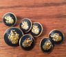 Lot Of 7 Vintage Brass And Enamel Coat Of Arms Buttons