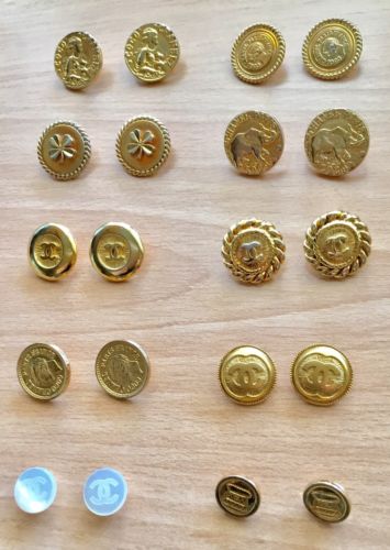 Large Lot 20 Vintage Authentic CHANEL Buttons ~10 Pairs Sets of 2 EUC STAMPED