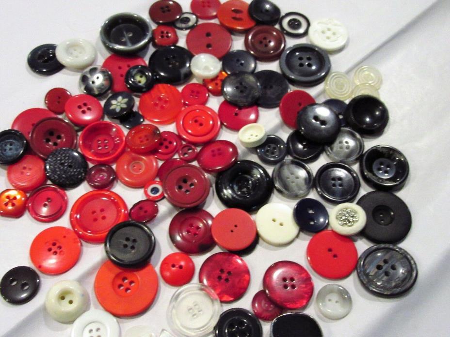 Huge mixed lot of Buttons  black / red  sewing / collectible Buttons