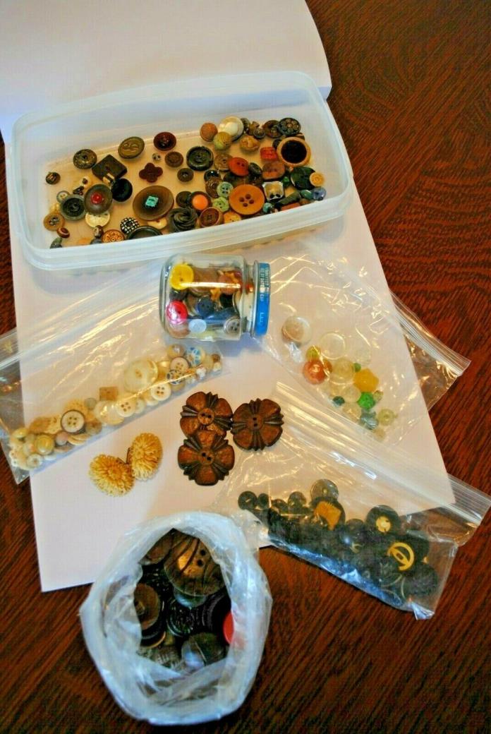 Large mixed lot vintage antique BUTTONS collection sewing crafts