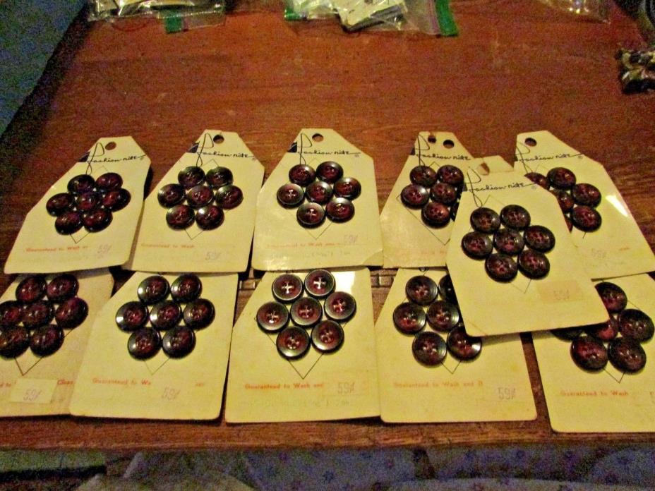 11 CARDS OF PURPLE  VINTAGE BUTTONS FASION-NITE 1/2