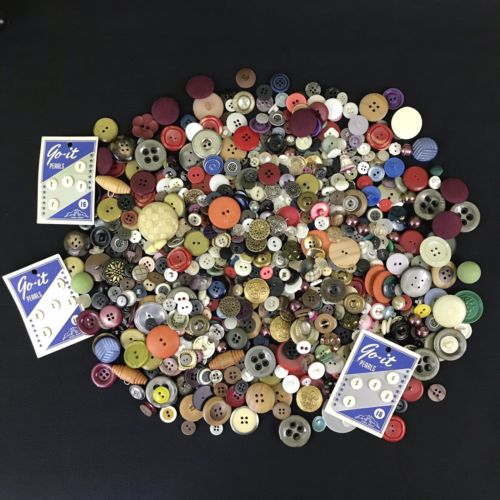 Lot of Buttons Plastic Vtg & Modern Craft Project Sewing Flat Lapel Shank Round