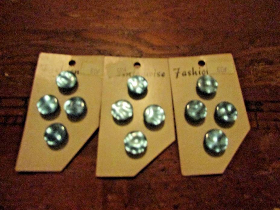 3 CARDS OF BLUE  VINTAGE BUTTONS FASIONWISE
