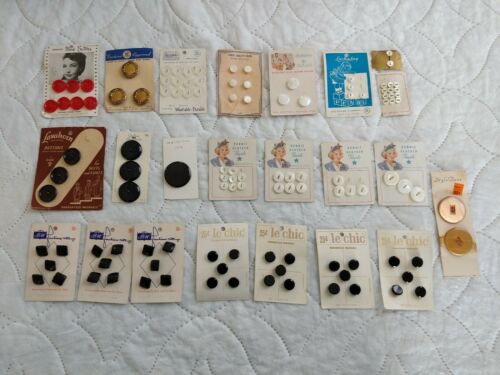Vintage Sewing Button Lot of 20 on Cards white black pearl baby le chic luckyday