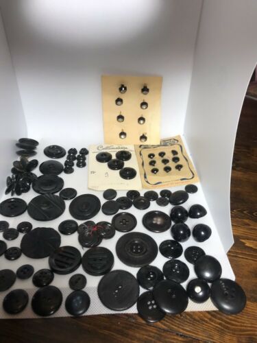 FABULOUS LOT VINTAGE To NEW BUTTONS  Black Over 100 Buttons!