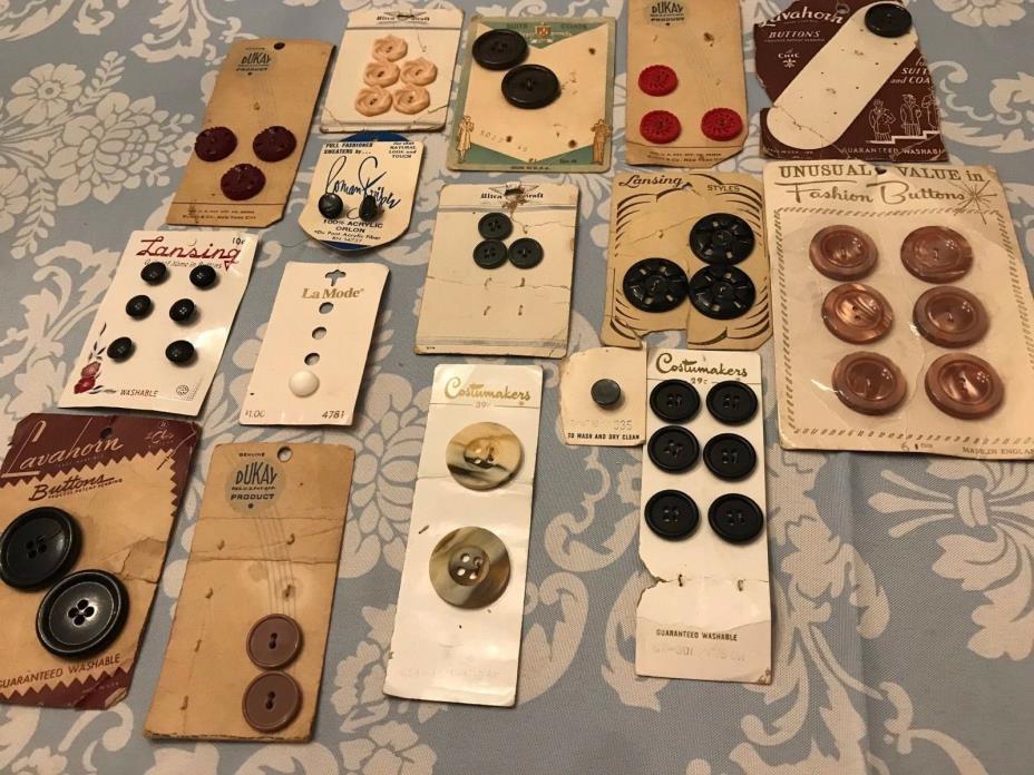 Vintage Buttons on Card mixed lot old