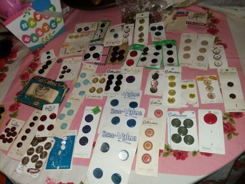 VINTAGE button collection.most unused,on cards