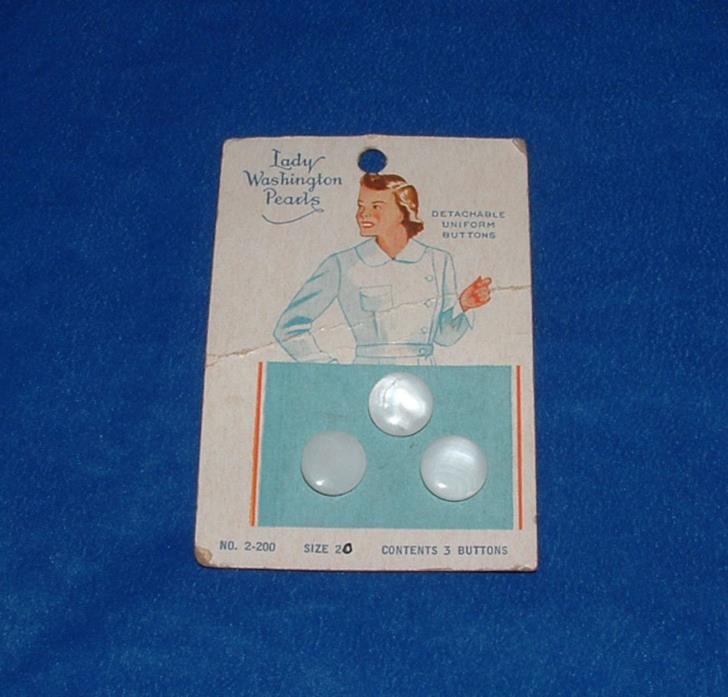 Vintage Lady Washington Mother of Pearl Buttons Detachable Nurse Uniform NOS