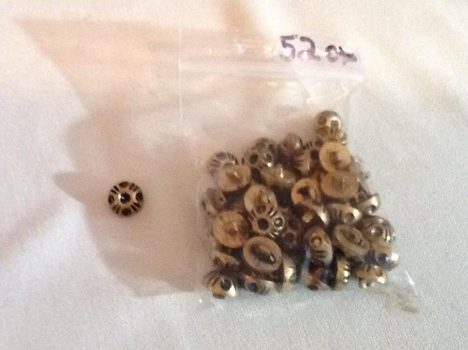 LOT OF 52 BUTTONS VINTAGE  GOLD TONE AND BLACK PLASTIC SEWING CRAFTS  0.5 INCH
