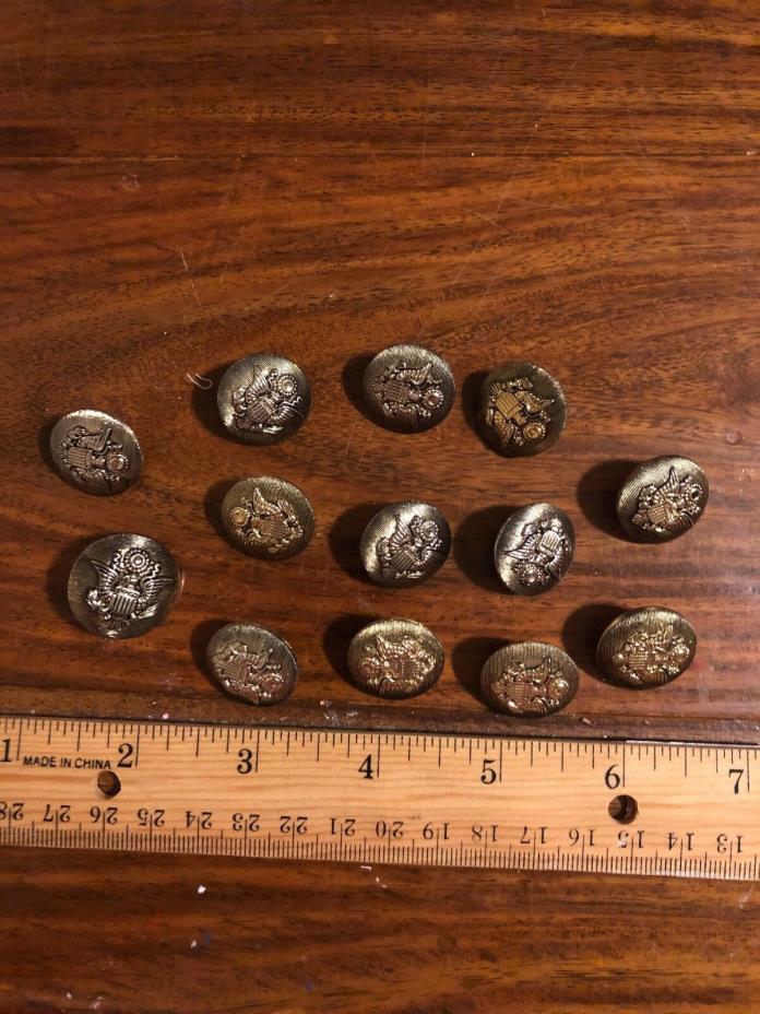 13 Vintage  Silver Tone Buttons Eagle Crest
