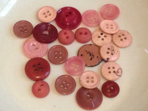 Lot Vintage Old small Buttons Sewing scrapbooking crafts Pink Maroon used