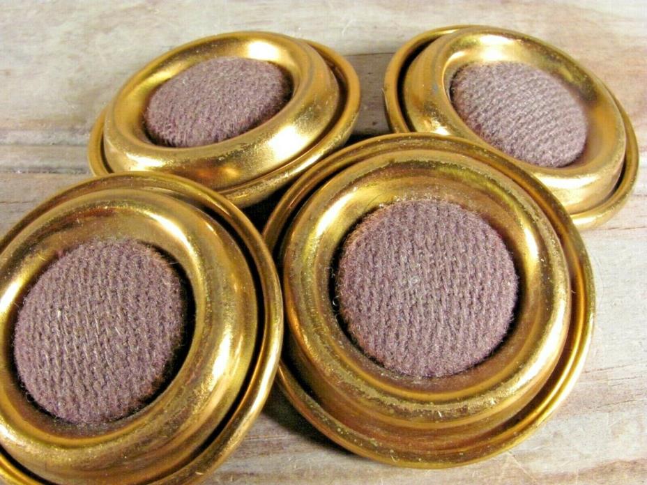 Vintage button lot set of 4 solid brass fabric heavy coat buttons NICE