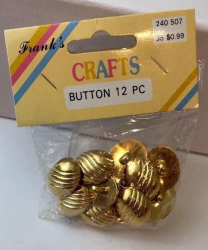 Vintage Buttons Franks Crafts Faux Gold New In Package 12pc