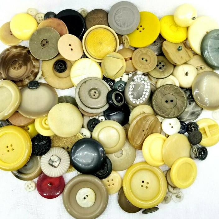 Vintage Sewing Buttons Lot Celluloid, Plastic, Mother of Pearl