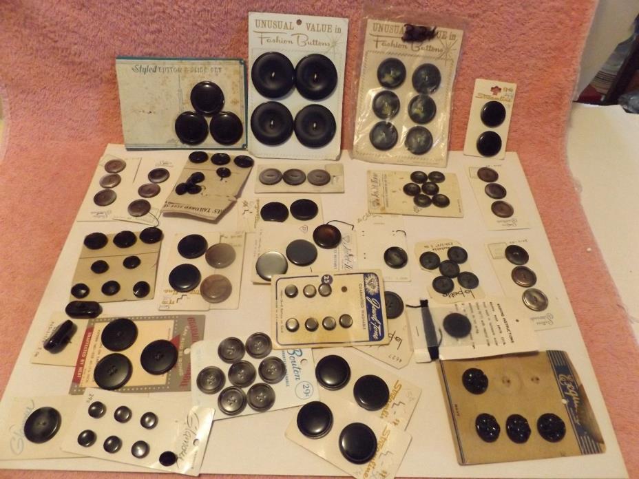 Vintage Lot of over 100 Mostly Black Buttons