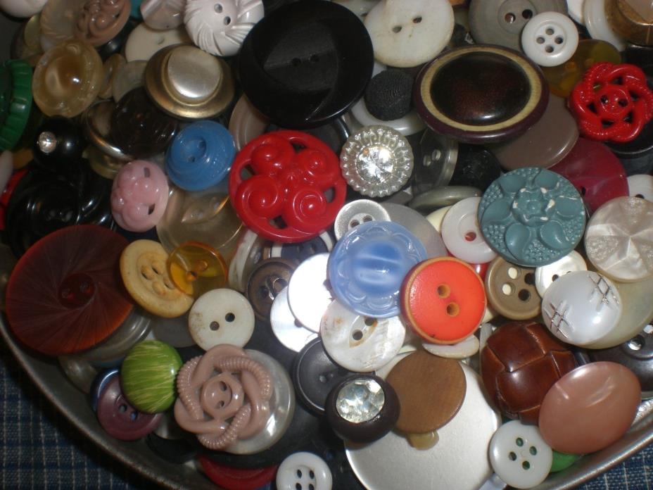 Awesome Mixed Lot of Vintage Colorful buttons, Plastic, glass, Rhinestone