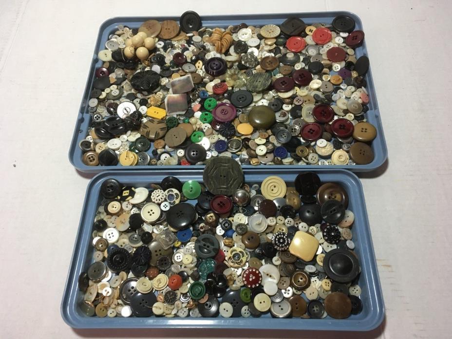 Lot Antique VTG Buttons MIXED UNSORTED 2 pounds CRAFT USE DECOR SOME MATCHES