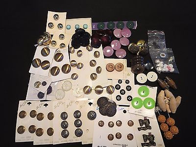 Vintage & New Lot of Buttons Metal Plastic Wood Pearl Loose Sets & Carded