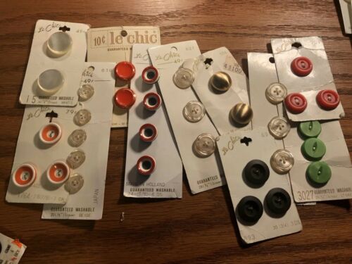 Lot of Vintage Buttons on Cards; Le Chic