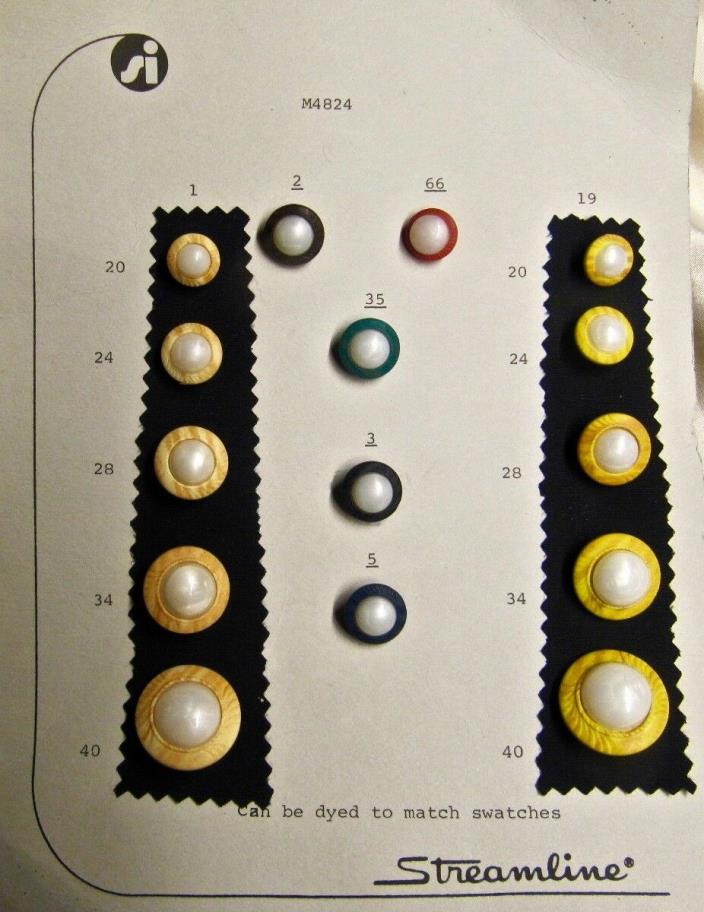 VINTAGE  STREAMLINE SALESMAN SAMPLE CARD OF BUTTONS  FROM 1960’