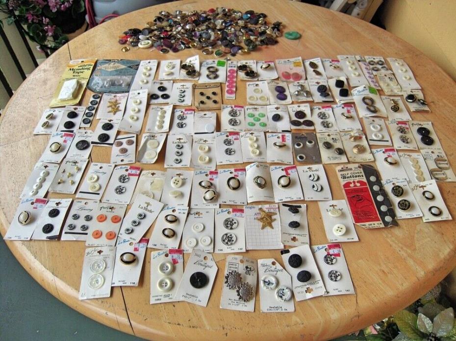 BUTTONS  80+ Cards Lot  LaMode Le Bouton Le Chic Lansing +Lot of Loose Buttons