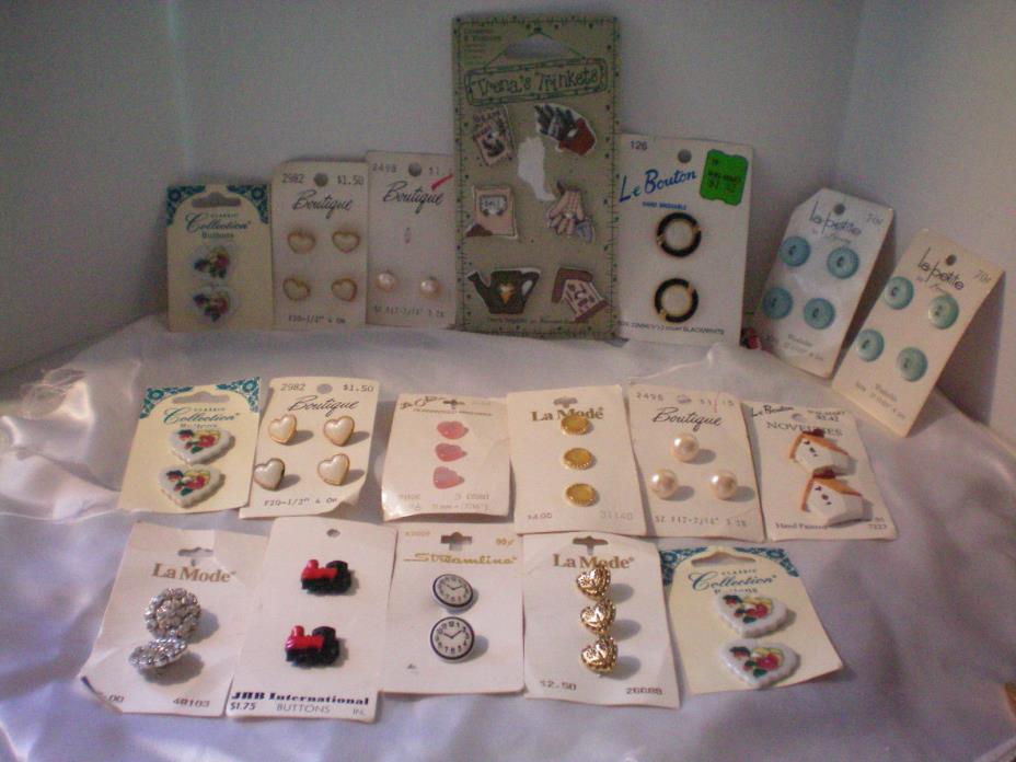 Lot of Buttons Hearts Trains Clocks Bird Houses Some Vintage