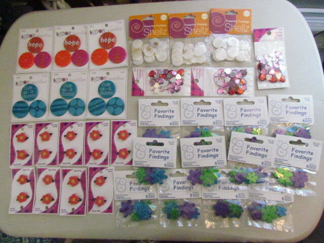 Buttons and Sewing Notions Assorted Lot of Packs/Cards Hearts Flowers Hope