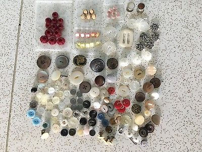 Vintage Buttons LOT Assorted Collectible MOP Metal Victorian Picture