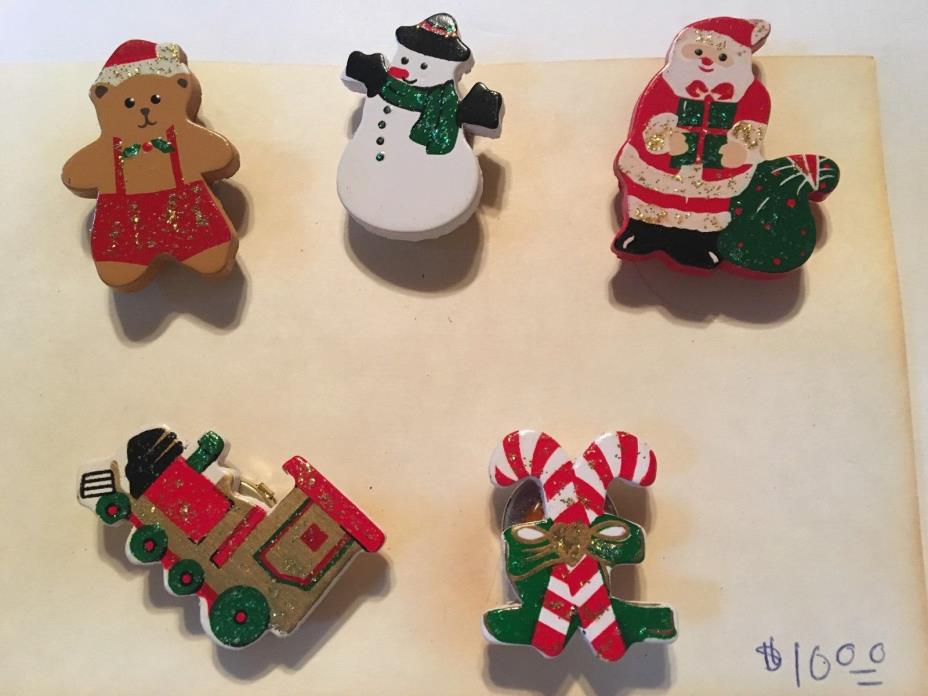 Set of 5 Christmas Button Covers/Hand Done #5