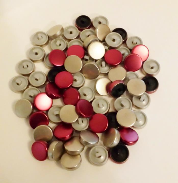 Buttons Metal Mixed Silver Red 15mm 70 pcs