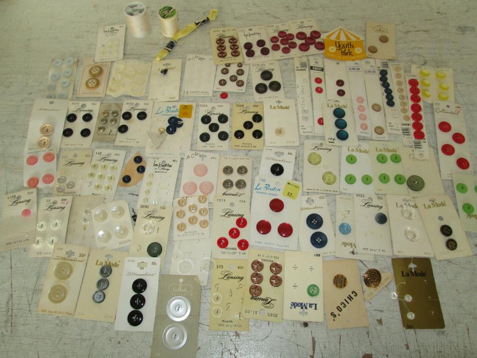 Vintage Lot of 100+ Buttons, Asst. Sizes & Colors