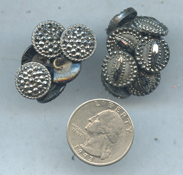 Vintage Sewing Button Lot Silver Tone Gray Metallic Metal  BU17