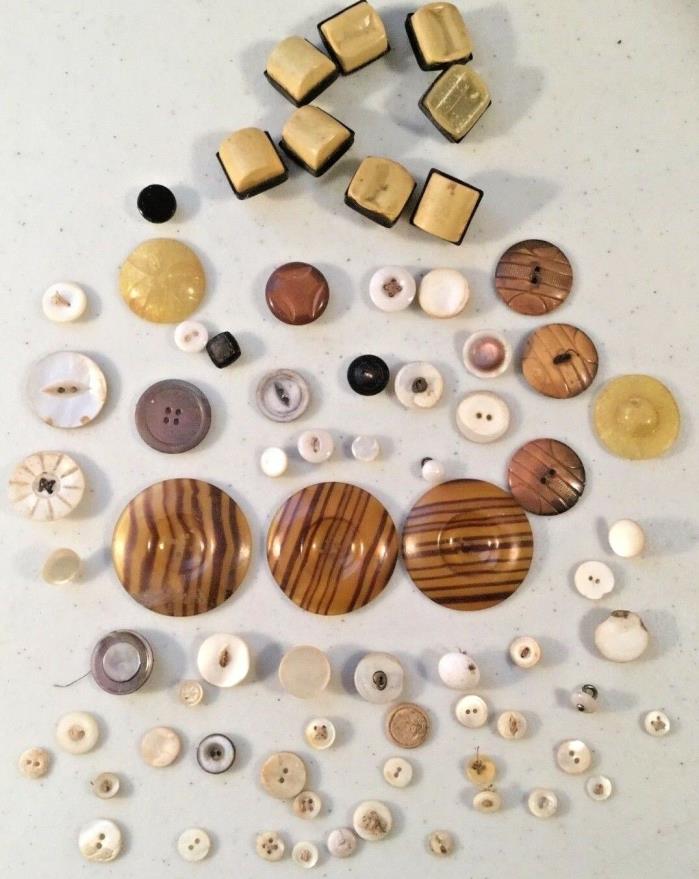 Vintage Antique Large Lot Beautiful Buttons Shell Glass Bakelite