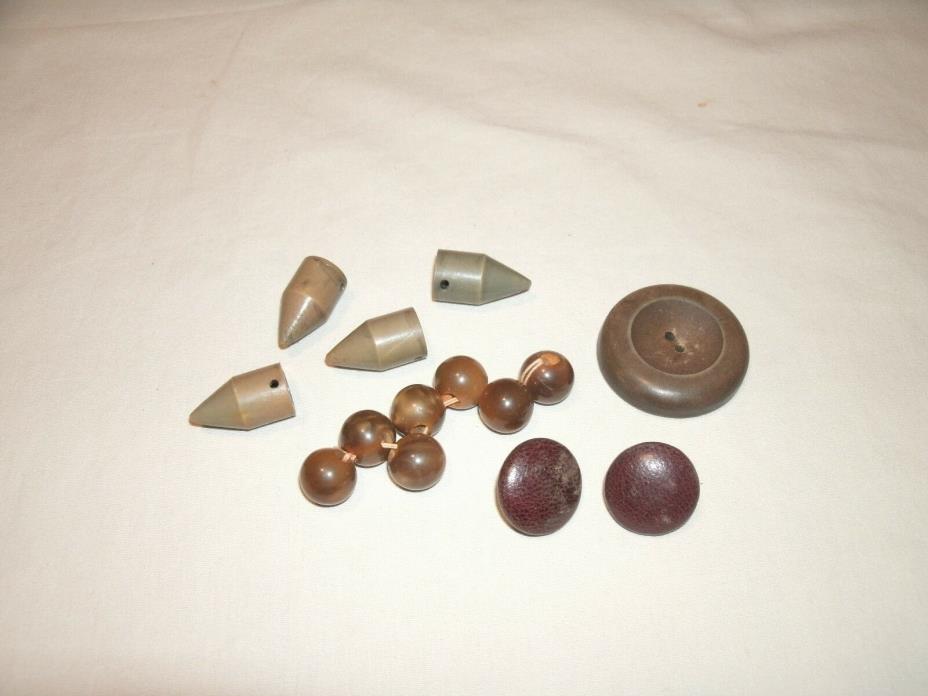 Vintage Plastic and Cloth Covered Buttons ~ Lot Ten