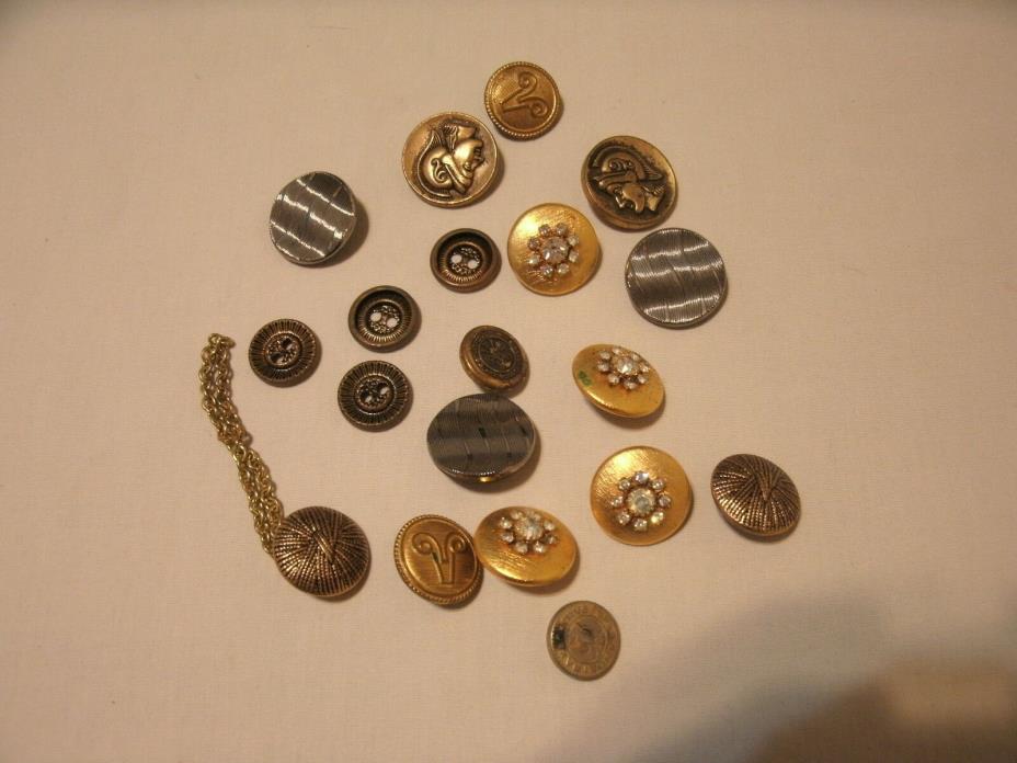 Antique Metal and Glass Buttons ~ Lot Seven