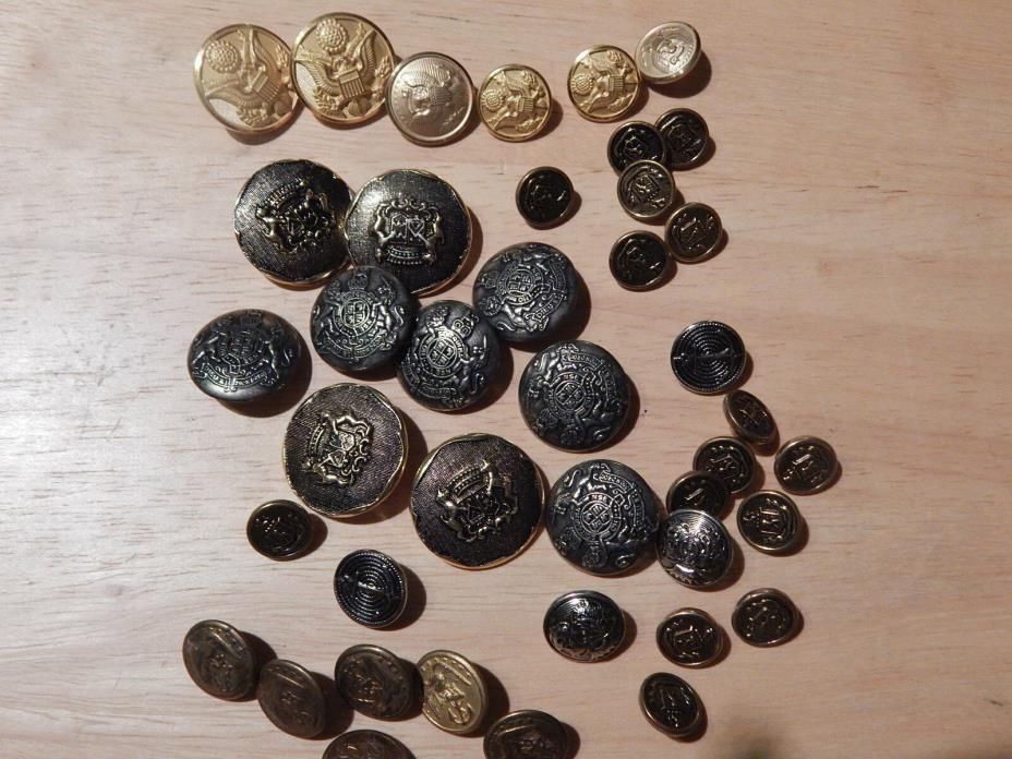 Military Button Lot Most New Costume Sewing ~ Various Styles / 40 Buttons