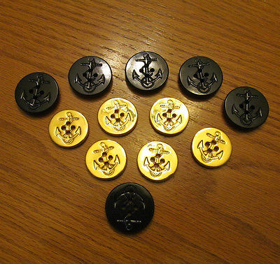 Vintage Buttons Naval Mixed Lot NAVY  Rope Anchor Military 12 pcs