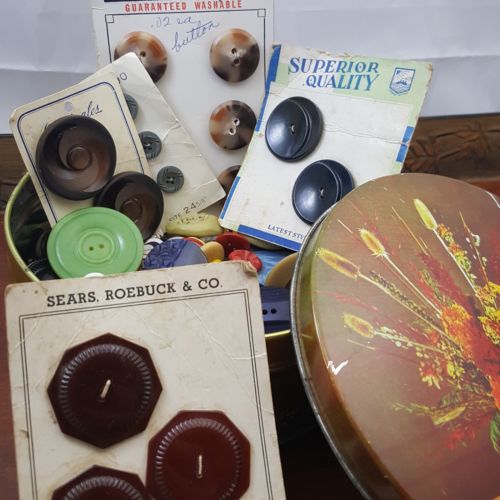 Vintage buttons lot acrylic bakelite celluloid assorted tin oversized