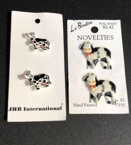 Vintage JHB & Le Bouton 4 Cow  Buttons On Original Card  114-13