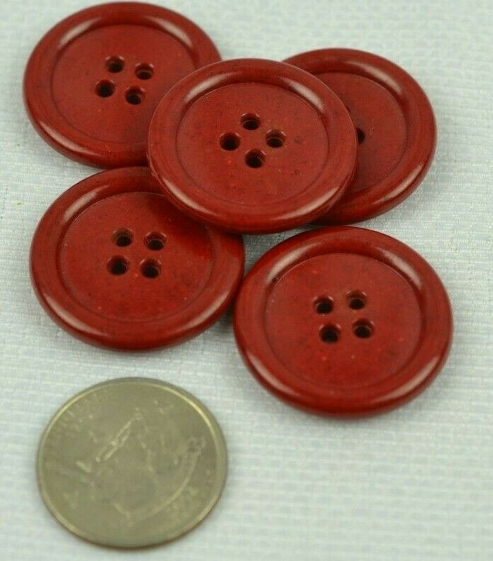 Vintage Plastic Button Lot of 5 Blazer Buttons Large 4 Hole Sew Through