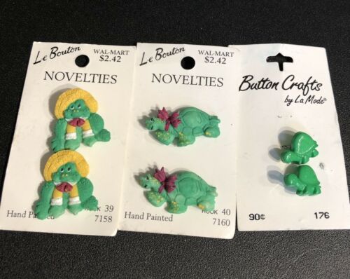 Vintage La Mode Turtle Buttons On Original Card  114-18