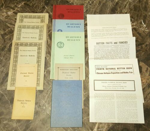 National Button Society Membership Directory Quarterly Bulletins Shows 1940s